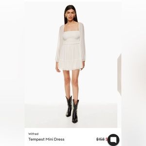Aritzia wilfred new tempest mini dress color light birch size XS